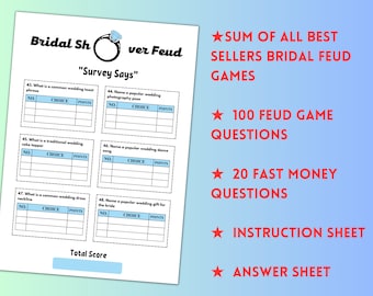 Juego de despedida de soltera Family Feud, juegos imprimibles para despedida de soltera (descarga digital)