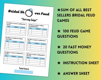 Juego de despedida de soltera Family Feud, trivia de boda (descarga digital)