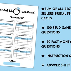 Family Feud Bridal Shower game, Bridal Shower games, Wedding games, Bridal shower ideas, Printable games, Party games, Wedding shower games