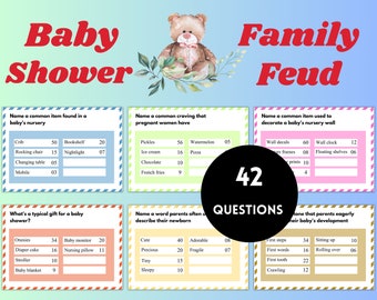 Baby Shower Family Feud Game, 40+ Questions (Digital Download)