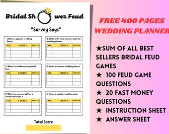 Juego de despedida de soltera Family Feud, planificador de bodas (descarga digital)