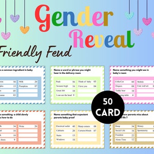 Gender Reveal Friendly Feud, Gender Reveal Games, Baby Shower Family Feud, Minimalist Baby Games, Gender Baby Party Activity, Printable Game