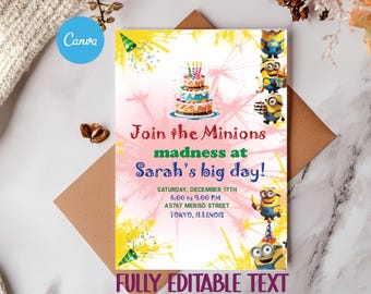 Editable Minions Birthday Invitation | 5x7 Party Invite (Digital Download)