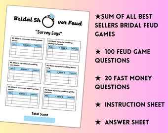 Juego de despedida de soltera Family Feud, juegos de fiesta imprimibles (descarga digital)