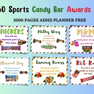 Sports Team Candy Bar Award Certificates - Sports Players Candy Bar Awards - Individual Candy Bar Award Certificates - Award Ceremony