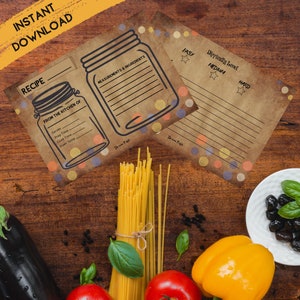 Receptkaart, afdrukbare receptkaart, pdf-recept, receptkaart voor- en achterkant, afdrukbaar, voedselreceptkaart, receptkaart 4x6, receptkaart 3x5