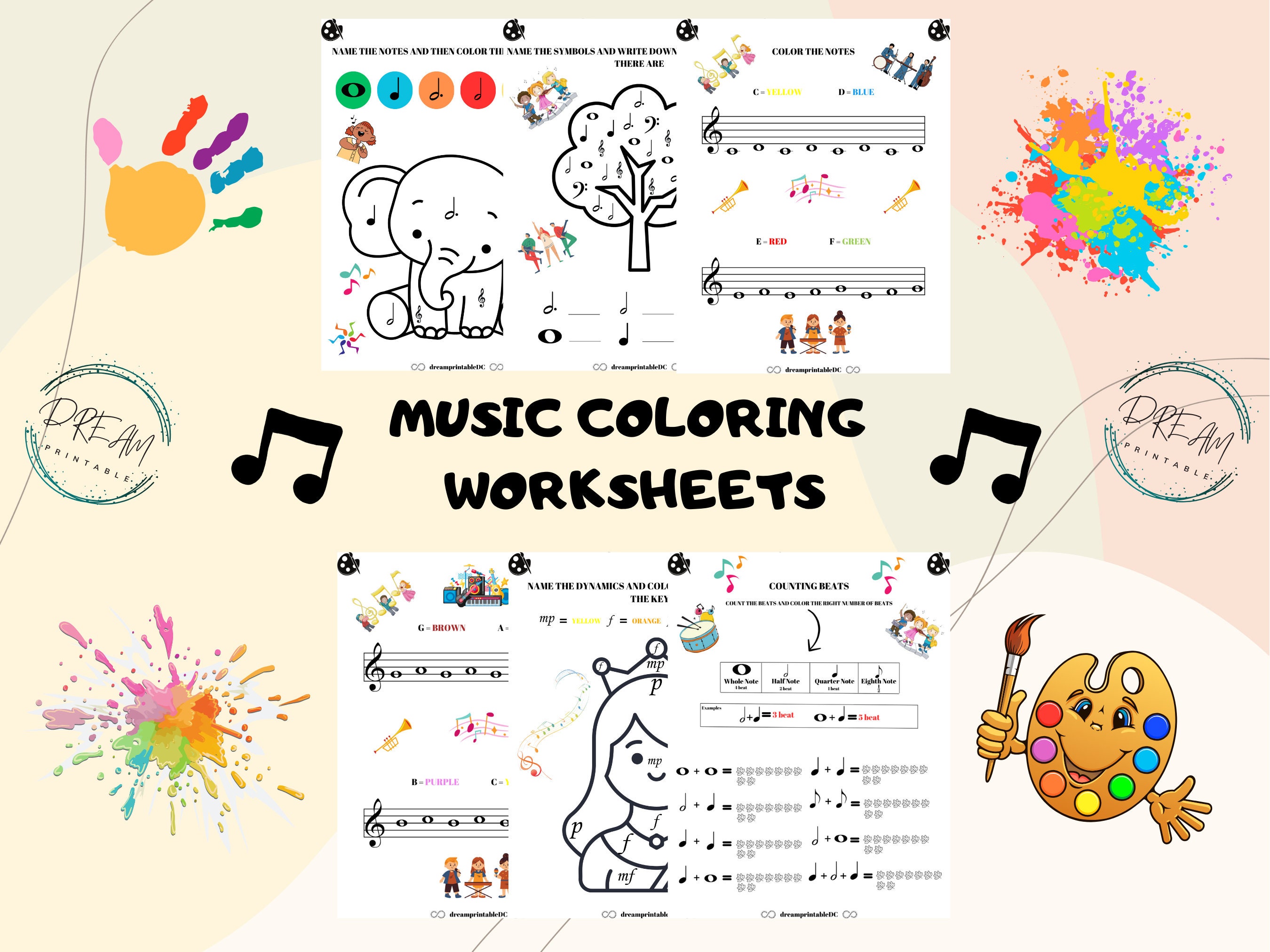 Notes Musical Colouring Worksheet.pdf Piano Lesson, Music Lesson, Homeschool Worksheet, Music Printable ...