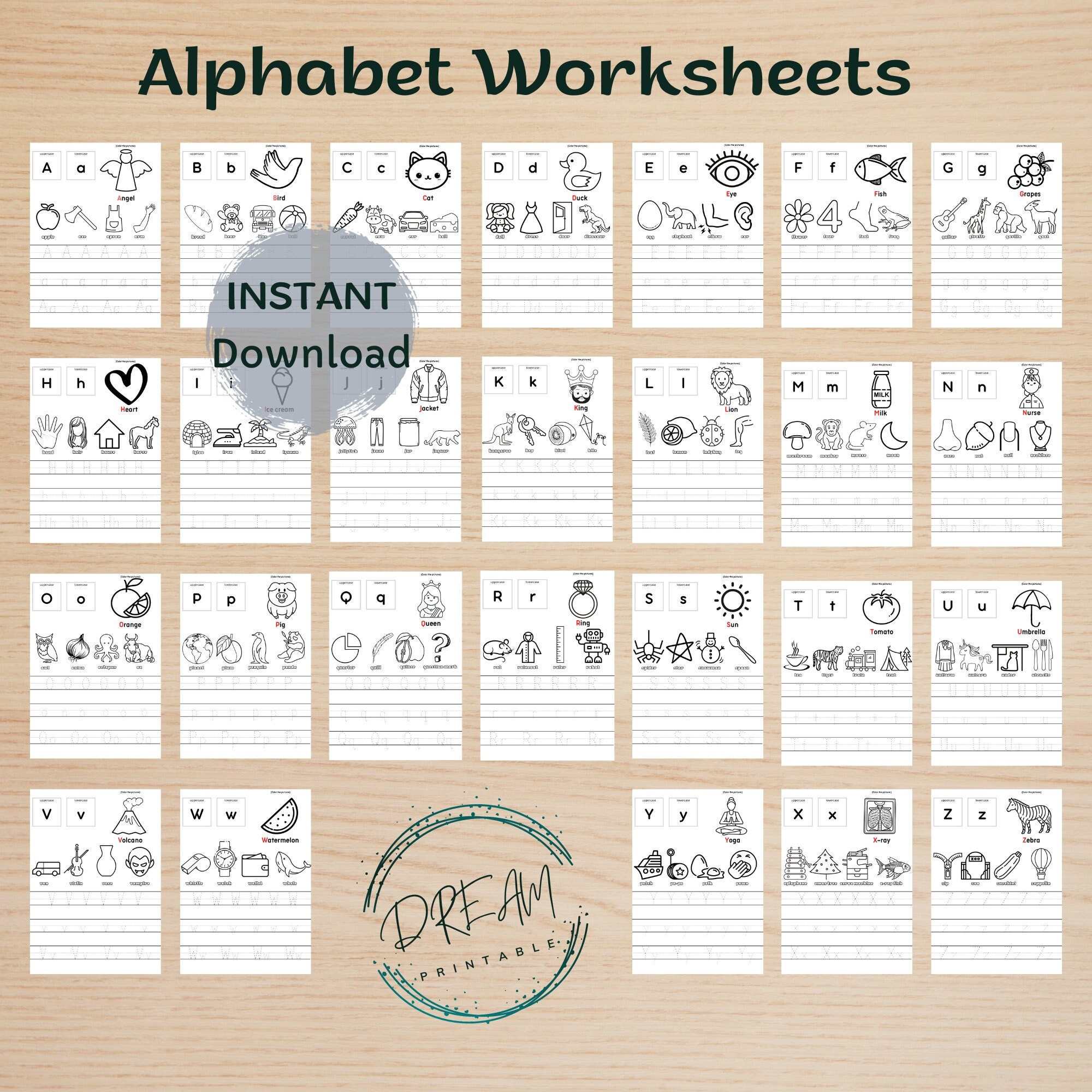 Alphabet Worksheets - Etsy