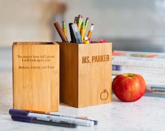 Personalized Pen & Pencil Holder by Left Coast Original | Teacher Appreciation Gift