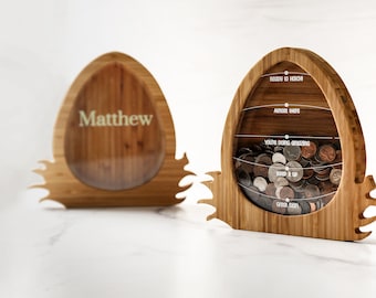 Personalized Nest Egg Coin Bank - 10 Font, 5 Colors, and 4 Designs Available