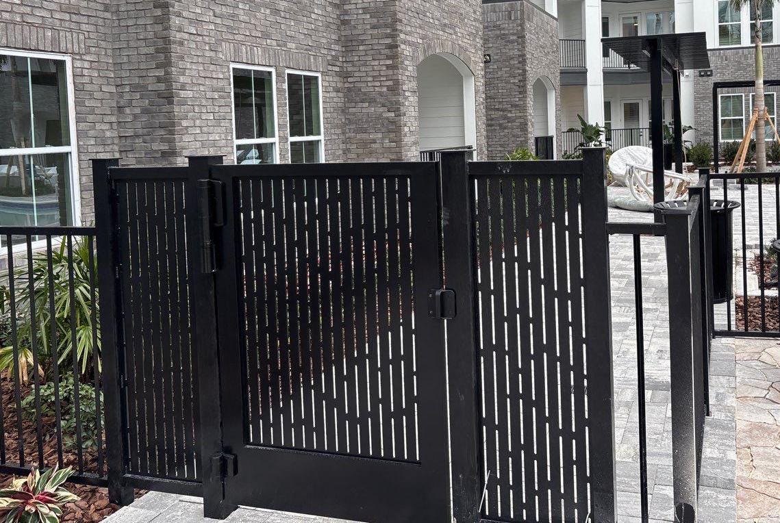 Pool Gate Header Custom Aluminum Pool Gate With Vertical Laser Cut Design - Etsy