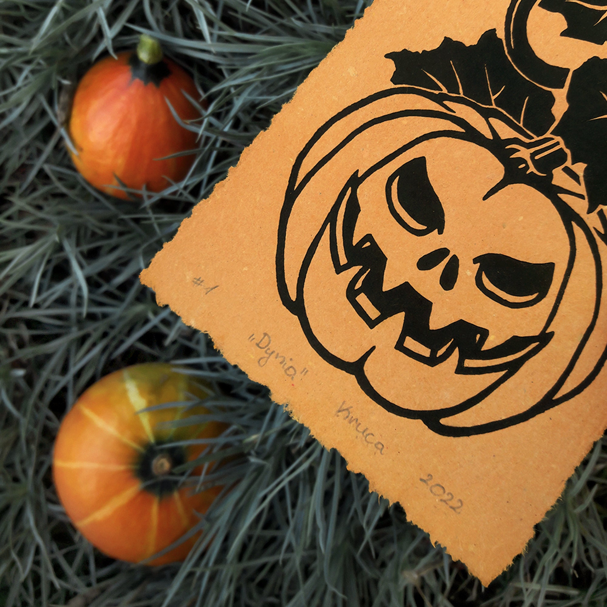 Small Linocut pumpkin Spooky Halloween Wall Art - Etsy