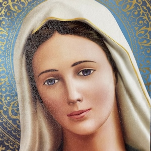 Retrato de Nuestra Señora de la Paz – Impresión de arte religioso auténtica en MDF con certificación de la Arquidiócesis