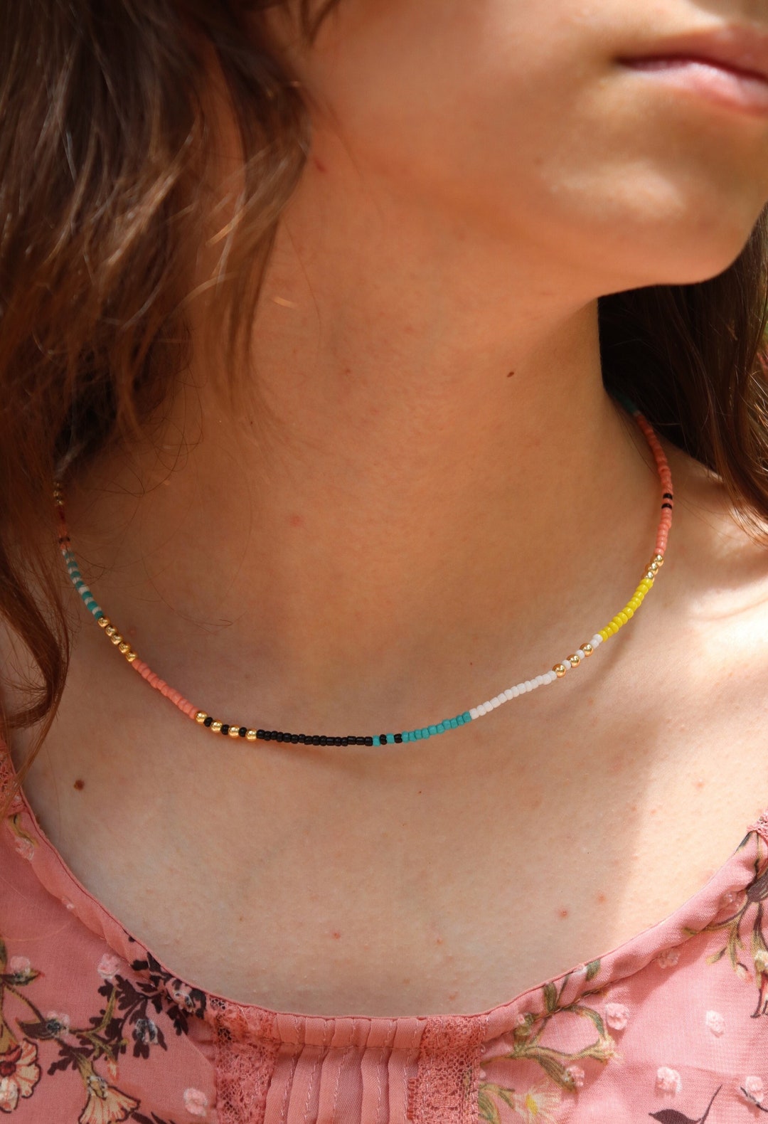 7 Pack Colorful Seed Bead Clavicle Chokers - Hawaiian Beach Necklaces For Women, Vacation Jewelry