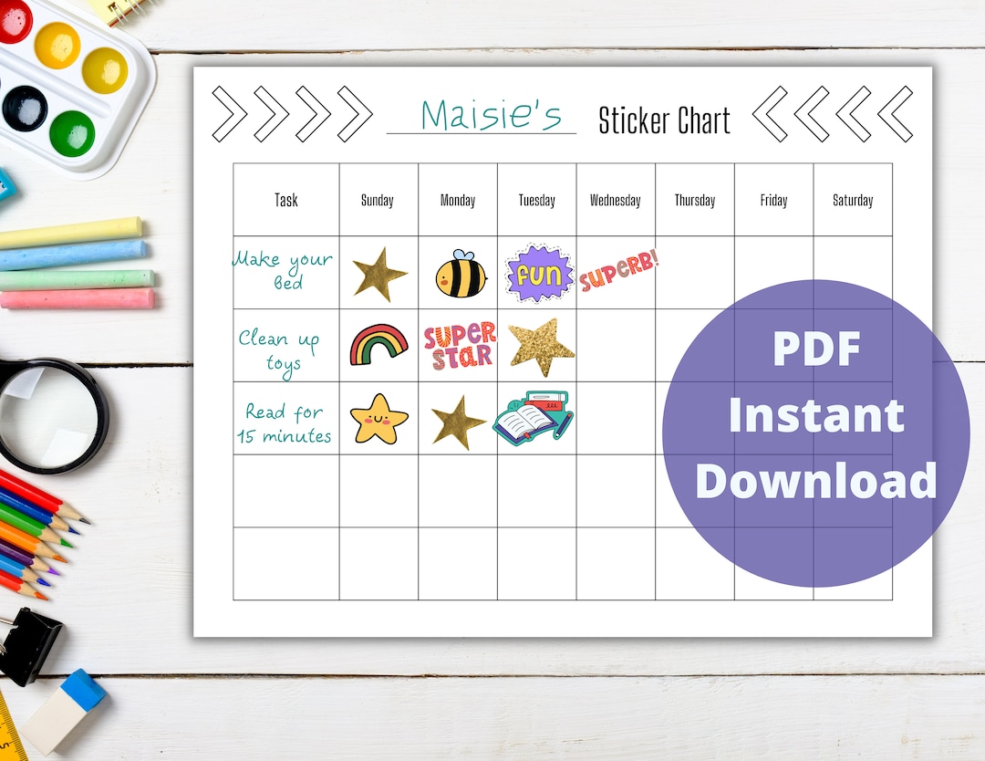 Simple Sticker Chart for Kids PDF Instant Download - Etsy