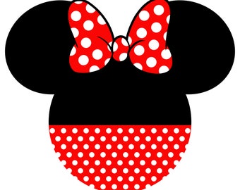 Mouse Head Red Polka Dot Bow Digital File svg dxf png jpg