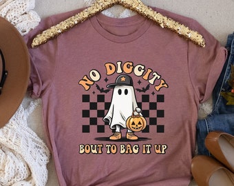 No Diggity Bout The Bag It Up Shirt, Retro Ghost Shirt, Retro Halloween T-Shirt, Spooky Season Outfit, Kids Halloween Tee, Ghostly Outfit