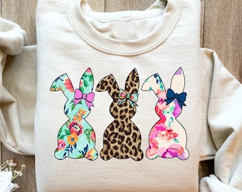 Floral Easter Bunny Sweatshirt, Cute Easter Bunny Sweatshirt ,Happy Easter Shirt, Womens Easter Gift, Easter Sweatshirt, Teacher Easter Gift