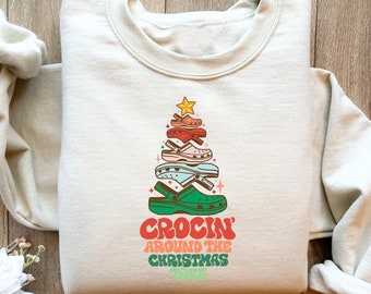 Crocin Around the Christmas Tree Shirt Gift, Christmas Tree Shirt, Crocs Christmas Tree Shirt, Funny Christmas Tree Shirt, Christmas Sweater