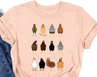 Western Country Chicken Breeds Graphic Tee, Farm Animal Shirt, Chicken Lover Gift, Chicken Mom Shirt, Farmer Shirt, Women Chicken Sweatshirt