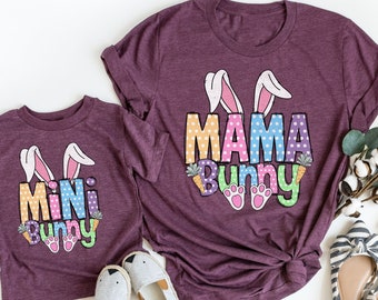 Mama And Mini Easter Bunny Shirt, Mama and Mini Outfit, Easter Shirt, Mommy Me Easter Shirt, Retro Easter Outfit, Baby Girl Easter Gift