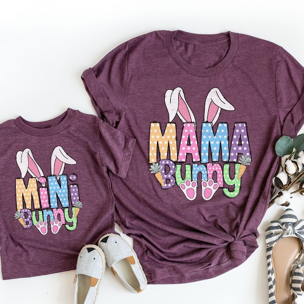 Mama And Mini Easter Bunny Shirt, Mama and Mini Outfit, Easter Shirt, Mommy Me Easter Shirt, Retro Easter Outfit, Baby Girl Easter Gift