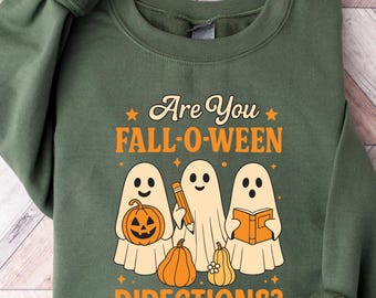Retro Funny You Fall O Ween Directions Punny Fall Spooky Season Teacher Halloween Ghost Graphic TShirt for Women