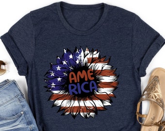 America Sunflower Shirt, 4th of July Shirt, Sunflower Lover Shirt, 4th of July Shirt,4th of July Shirt,Fourth of July Shirt,4th of July Gift