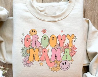 90s Retro Funny Mama Sweatshirt, Groovy Mama Tshirt, Vintage Smiley Face Graphic Tee, Mother's Day Gift, Cute Mom Shirt, Cool Mom Gift