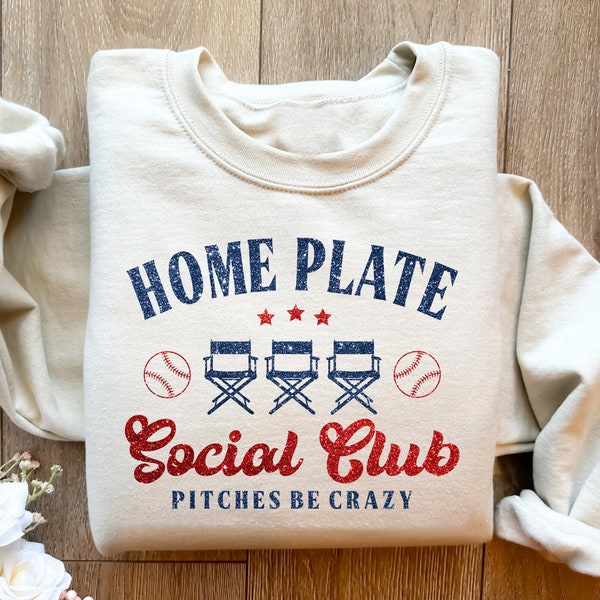 Sudadera de softbol Home Plate Social Club, camiseta de softbol divertida, camiseta de softbol para mamá, camisa de temporada de softbol, camiseta de mamá deportiva, regalo de día de juego