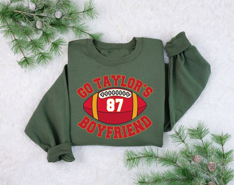 Go Taylor's Boyfriend Sweatshirt, Travis Kelce Sweatshirt, Game Day Sweater, Funny Football Sweatshirt, Football Fan Gift Shirt image 4