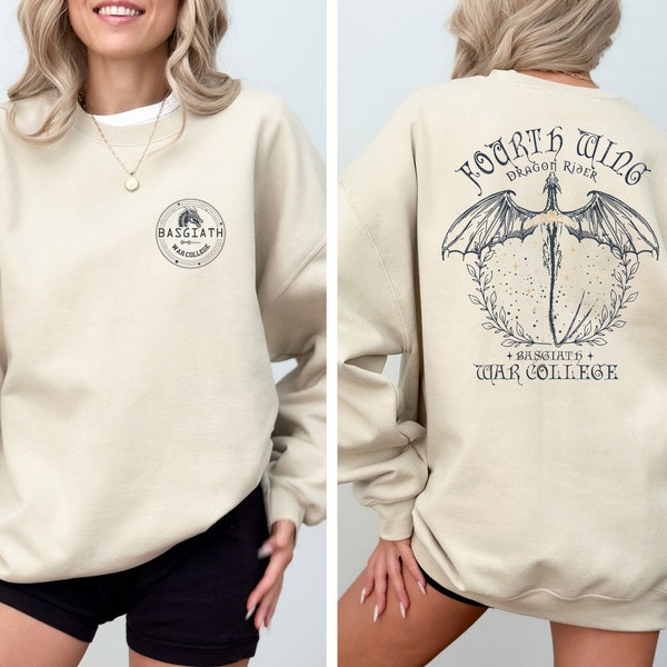 Vintage Basgiath War College Double-Sided Sweatshirt, Fourth Wing Riders & "Fly or Die" Design, Violet Sorrengail Bookish Hoodie,Fourth Wing