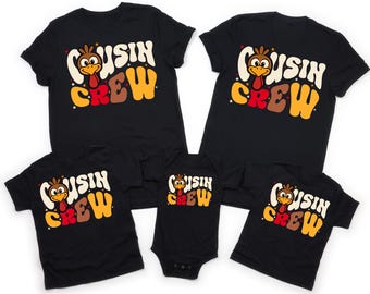 Retro Funny Cousin Crew Thanksgiving Matching Cousin Crew Turkey Cousin Crew Thanksgiving Graphic TShirt for Women