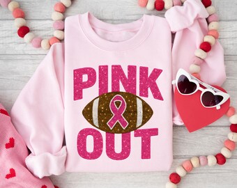 Football Pink Out Shirts , Breast Cancer Football Shirts, Gifts for Game Day Women, Pink Ribbon, Football Mom Gifts Idea, Cancer Gifts