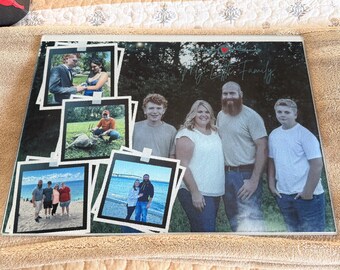 Custom Photo Collage Cutting Board, Personalized Family Cutting Board, Photo Memory Kitchen Gift, Housewarming Wedding Anniversary Gift
