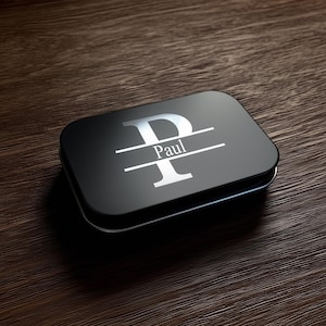 Engraved Rectangle Tin Box, Personalized Black Aluminum Can, Small Tin Box, Personalized Gift Metal Tin Box, Travel Gifts, Custom Engraving