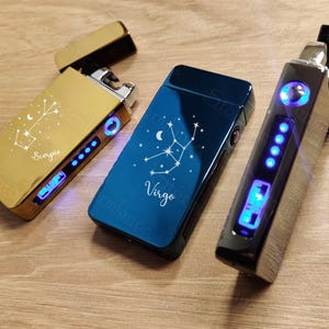 Personalized Astrology Lighter, Engraved USB Lighter, Electric Lighter, Rechargeable Lighter, Cool Lighter Custom, Fancy Lighters, Dad Gift