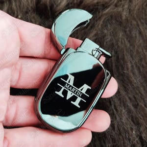 Encendedor personalizado, encendedor azabache grabado, encendedor ovalado brillante, encendedor personalizado, regalo grabado, regalo de aniversario para él