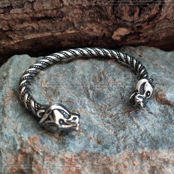 Viking Bear Bracelet, Bear Arm Ring, Viking Oath Ring, Berserker Armring, Viking Jewelry, Scandinavian Oath Ring, Stainless Steel