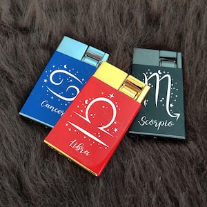 Encendedor de astrología personalizado, encendedor de gas grabado, encendedor personalizado, regalo de cumpleaños, encendedor personalizado, regalo grabado, encendedor de metal