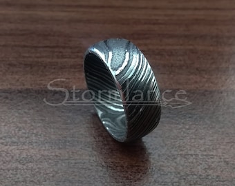 Damascus ring, Damascus stalen ring voor mannen, hele Damascus ring, trouwring, Viking ring, cadeau voor hem, verjaardag, zelfs patroon ontwerp