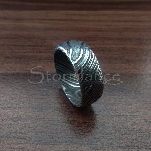 Damascus Ring, Damascus Steel Ring For Men, Whole Damascus Ring, Wedding Ring, Viking Ring, Gift for Him, Anniversary, Even Pattern Design