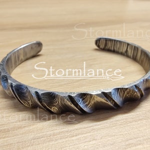 Hand Forged Damascus Bracelet, Damascus Steel, Handmade Bracelet, Bracelet For Men, Viking Jewelry, Modern Jewelry, Unisex
