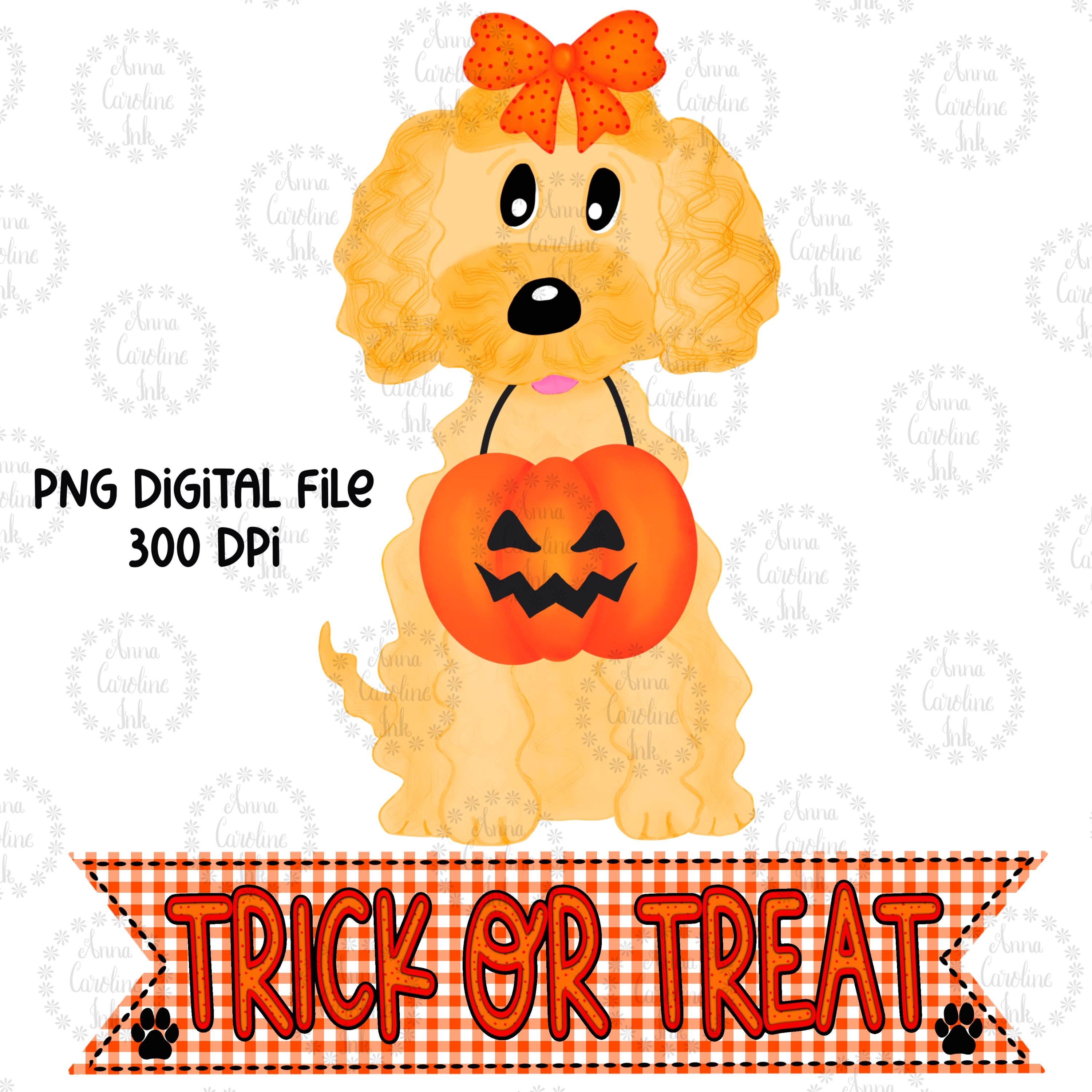 Halloween Dog PNG Trick or Treat Doodle Digital Download for Girls ...