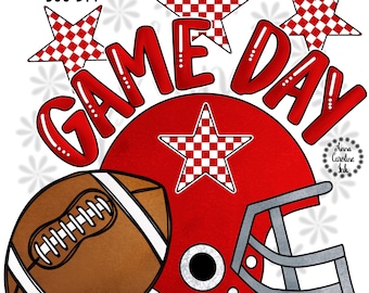 Football Helmet PNG Football Game Day School Spirit Shirt Digital Download for Sublimation Red and White Team Colors Customize Personalize
