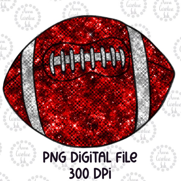 Red Sequin Football Mascot PNG Sequin Football Custom Design PNG|Red Glitter Football Mascot PNG Design for Heat Transfer and Sublimation