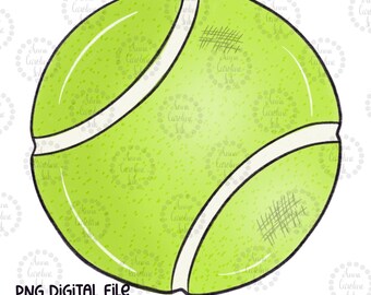 Tennis Ball Digital File for Heat Transfer Sublimation|Hand Drawn Tennis PNG for T-shirt Design|Tennis Ball PNG for Tennis Shirt for Her