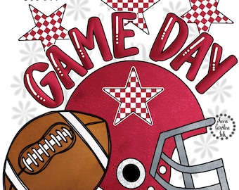 Football Helmet PNG Football Game Day School Spirit Shirt Digital Download for Sublimation Red and White Team Colors Customize Personalize