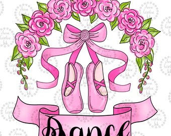 Pink Ballet Shoes Dance PNG for Sublimation|Ballet PNG File|Hand Drawn Digital Design|Ballet T-Shirt Digital Design|Ballet slippers PNG