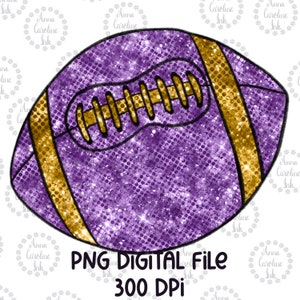 Purple and Gold Sequin Football PNG|Printable Purple and Gold Glitter Football Design for Heat Transfer and Sublimation|Digital Printable